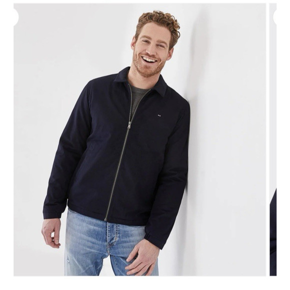 $395 Eden Park Paris Men’s Zip Through Bomber Coat Jacket Navy Quiet Luxury - Picture 1 of 15